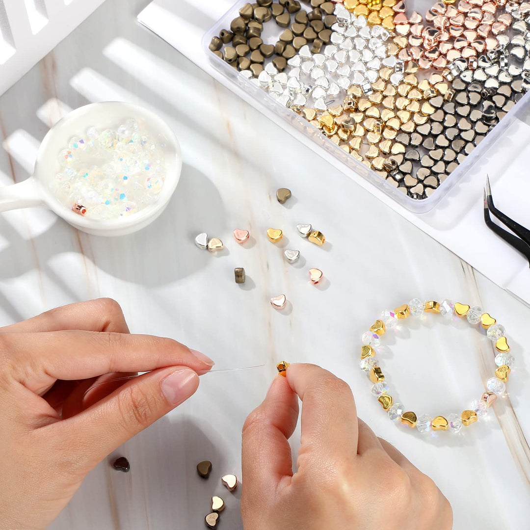 400 Pcs Heart Beads for Jewelry Making Heart Spacer Beads Heart Shape Beads Small Hole Heart Charms for Bracelets Necklace Earring DIY Handmade Craft(Mixed Color)