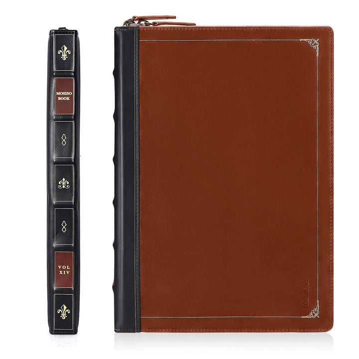Compatible with MacBook Pro 14 inch Case 2024 2023 2022 2021 M4 A3112 A3185 A3401 M3 A2918 A2992 M2 A2779 M1 A2442, PU Leather Laptop Sleeve Vintage Zippered Protective Case Cover, Brown
