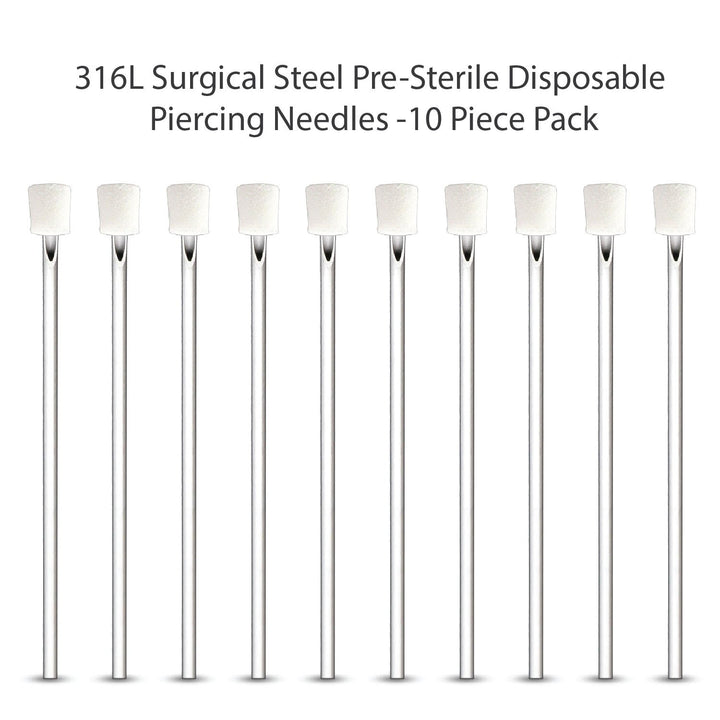 10PC Piercing Needles Surgical Steel 16G Ear Nose Belly Tongue Nipple Eyebrow Labret