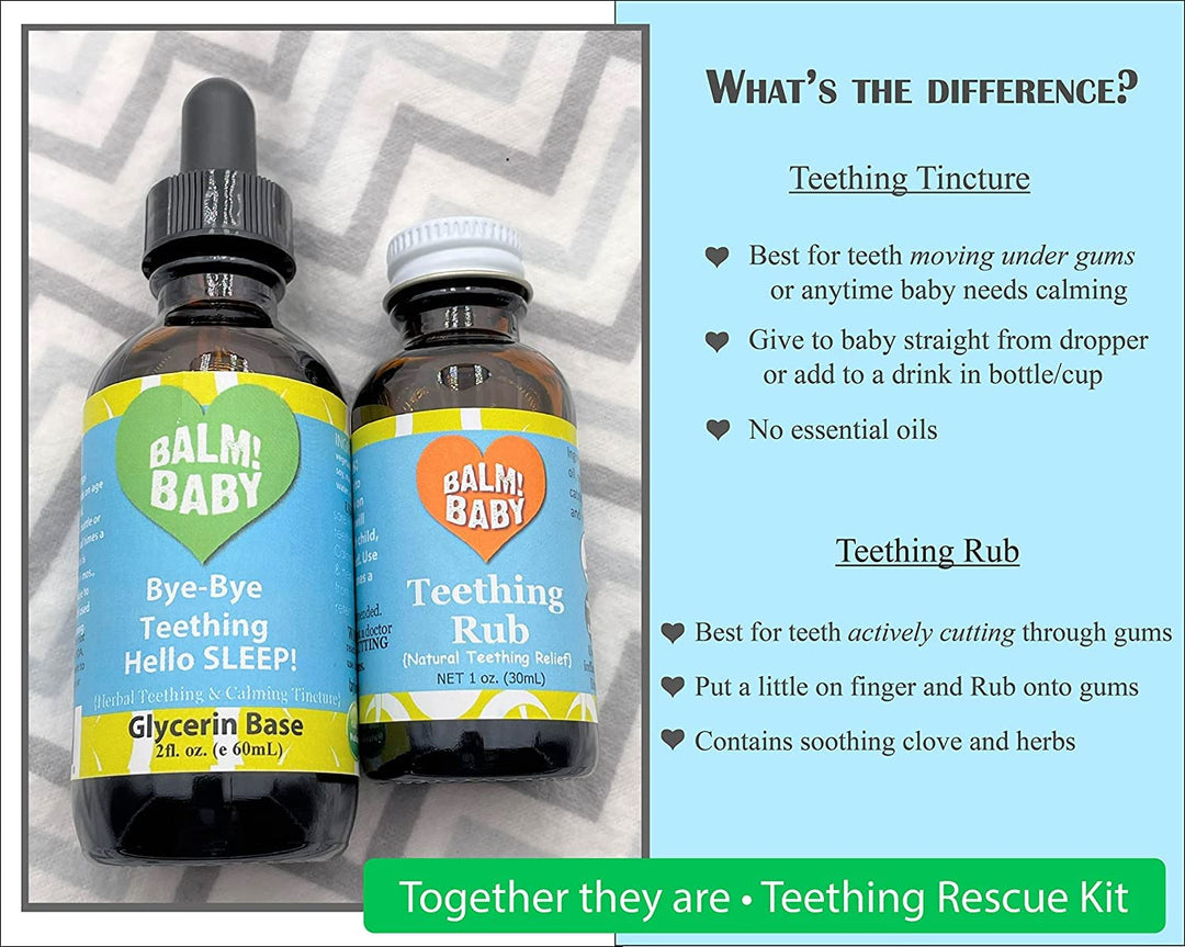 Teething Oil Rub - Baby Teething Relief - Vegan, All Natural & Organic Teething Aid with Chamomile & Clove - Gentle, Safe & Effective - 1 oz Glass Bottle - Plastic Free