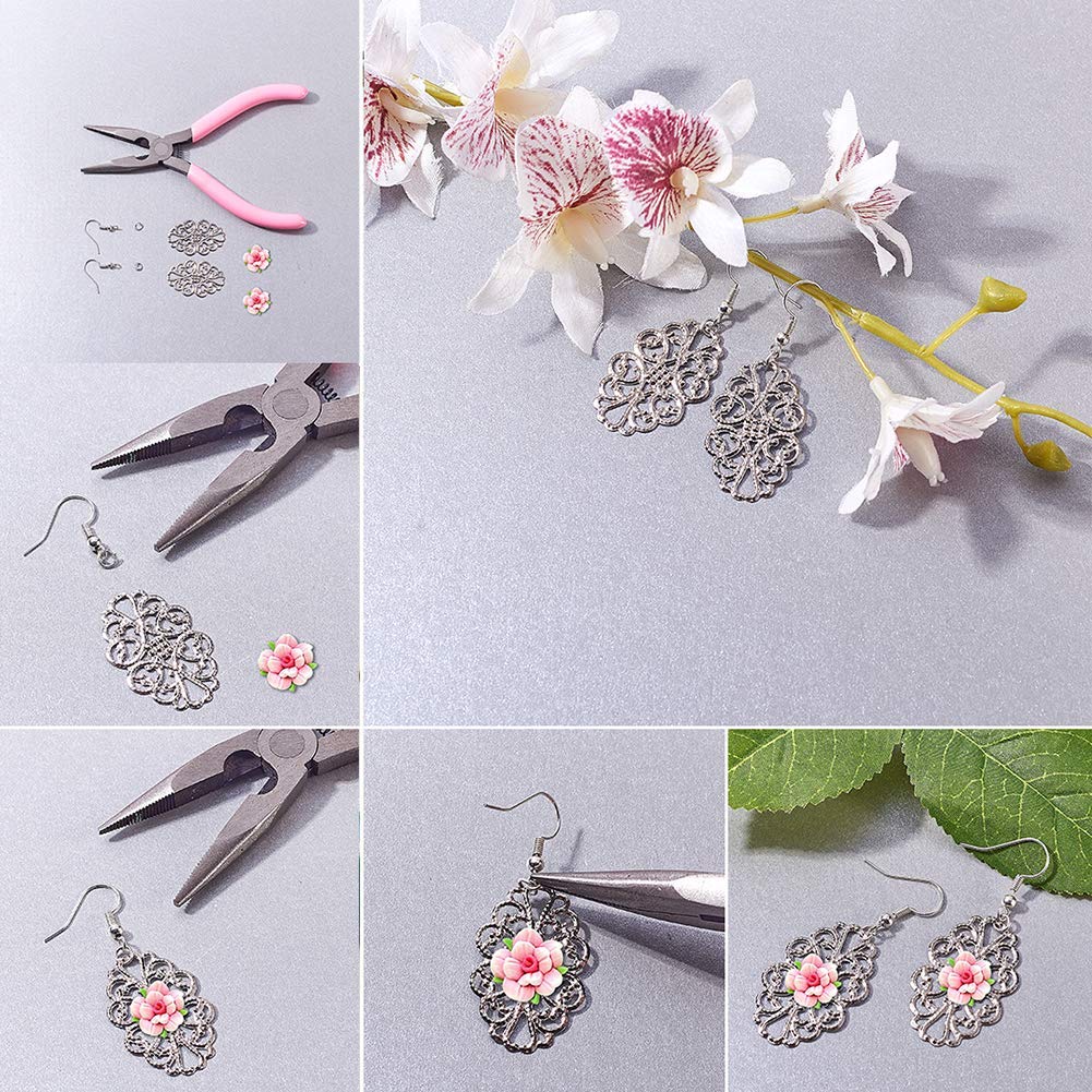 150 pcs 3 Colors Tibetan Style Iron Oval Filigree Charm Pendant Link Connectors for Earring Necklace Jewelry DIY Craft Making, Mixed Colors