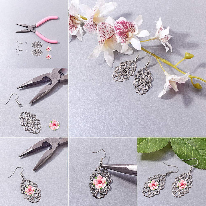 150 pcs 3 Colors Tibetan Style Iron Oval Filigree Charm Pendant Link Connectors for Earring Necklace Jewelry DIY Craft Making, Mixed Colors