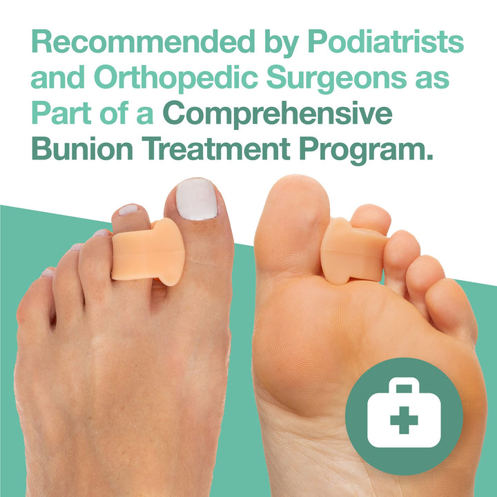 Pack of 4 Toe Separators and Spreaders for Relieving Pain Associated with Bunions Overlapping Toes and Toe Drift (Beige)