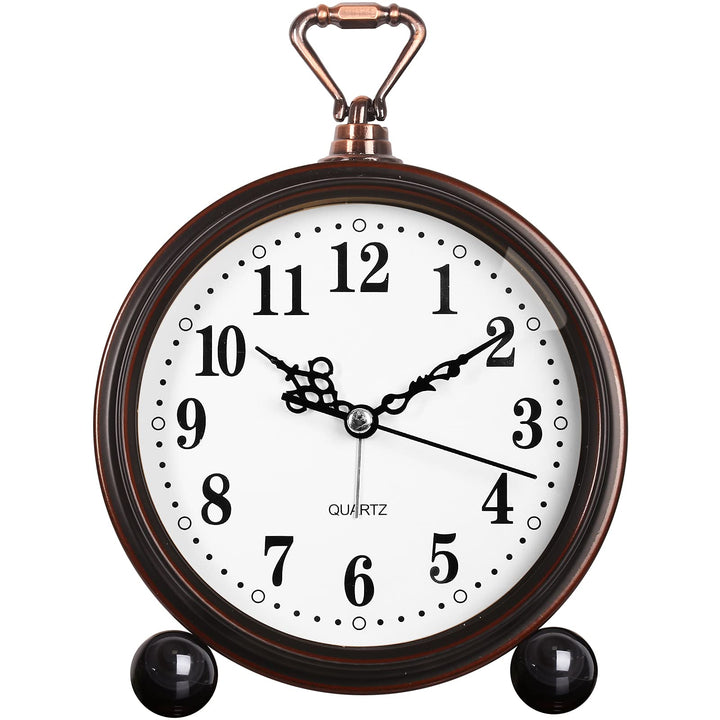 Battery Alarm Clock,Night Light,Vintage Hangable Super Silent Non Ticking Analog Table Clock for Bedroom Bedside, Desk,Shelf