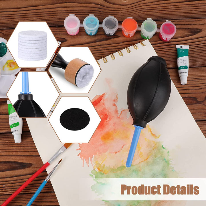 Alcohol Ink Blower Applicator Tool Set, Include 1 Round Blending Tool,1 Air Blower Mini Ink Blower,50 Felts Replacement Foams Mini Blending Tool for Card Making Embossing Painting Rendering