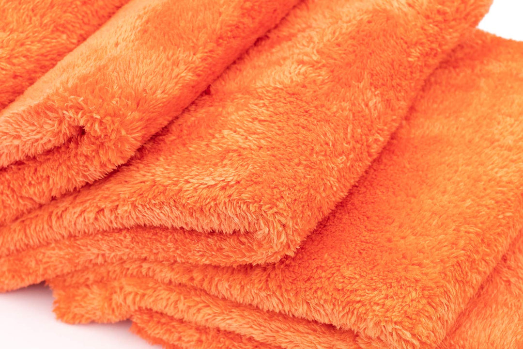 - Eagle Edgeless 500 (4-Pack) Professional Korean 70/30 Blend Super Plush Microfiber Detailing Towels, 500GSM, 16in x 16in, Orange