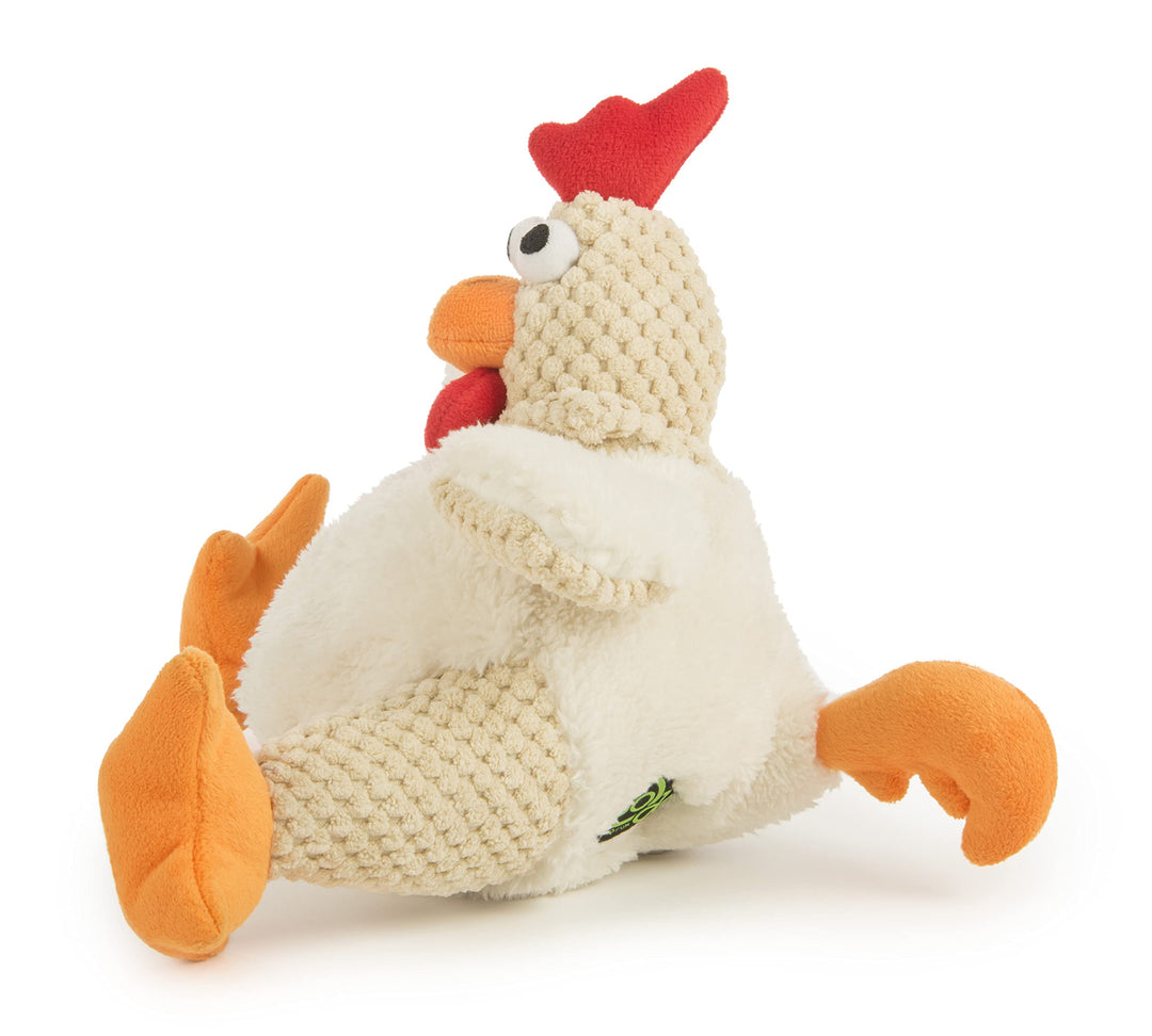 Checkers Fat Rooster Squeaky Plush Dog Toy, Chew Guard Technology - White, Large