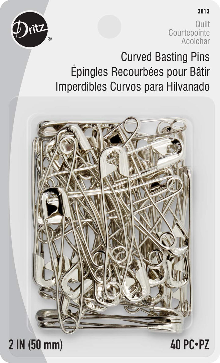 3013 Curved Basting Safety Pins, Size 3 (40-Count), Nickel