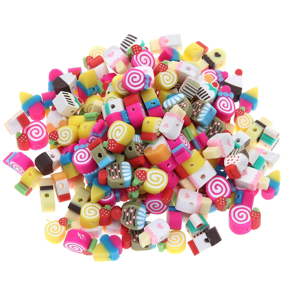 100pcs Mixed Polymer Clay Spacer Beads for Women Jewelry Making DIY Bracelet Necklace Hair Clip Accessories (Candy)