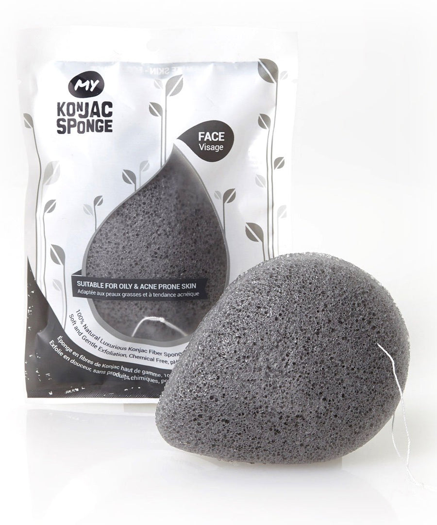 MY Konjac Sponge All Natural Korean Facial Sponge with Activated Bamboo Charcoal. Premium Quality and Larger Size. Halal, Leaping Bunny Cruelty Free and the Vegan Society Certified.