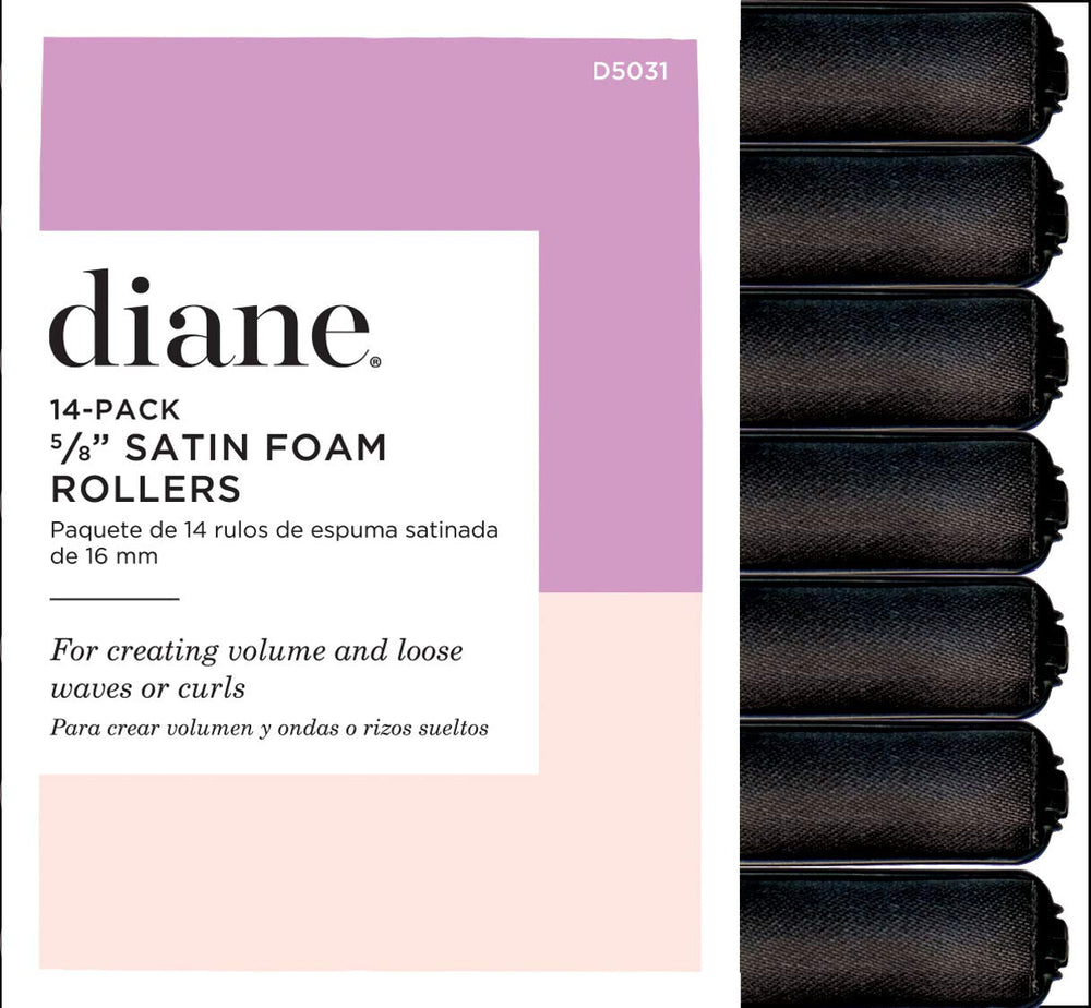 5/8 Inch : Satin Foam Rollers, Black 5/8-Inches(14/pack)