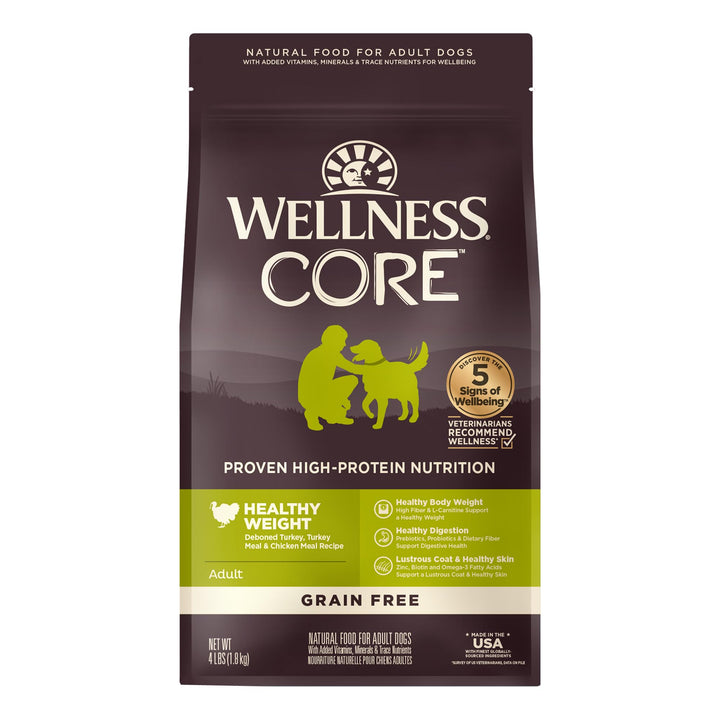 CORE Dry Dog Food, Grain-Free, High Protein, Natural, Healthy Weight Turkey & Chicken Recipe, (4-Pound Bag)