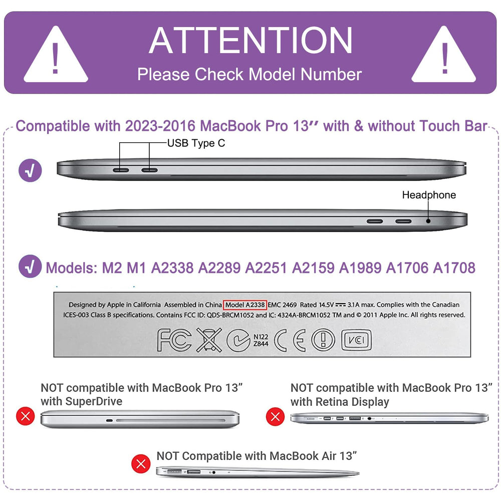 Anban Compatible with MacBook Pro 13 inch Case 2024 2023 2022 2021 2020 2019 2018-2016 M2 M1 A2338 A2251 A2289 A2159 A1989 A1706,Glitter Hard Shell Case+Keyboard Cover+Screen Protector, Shiny Clear