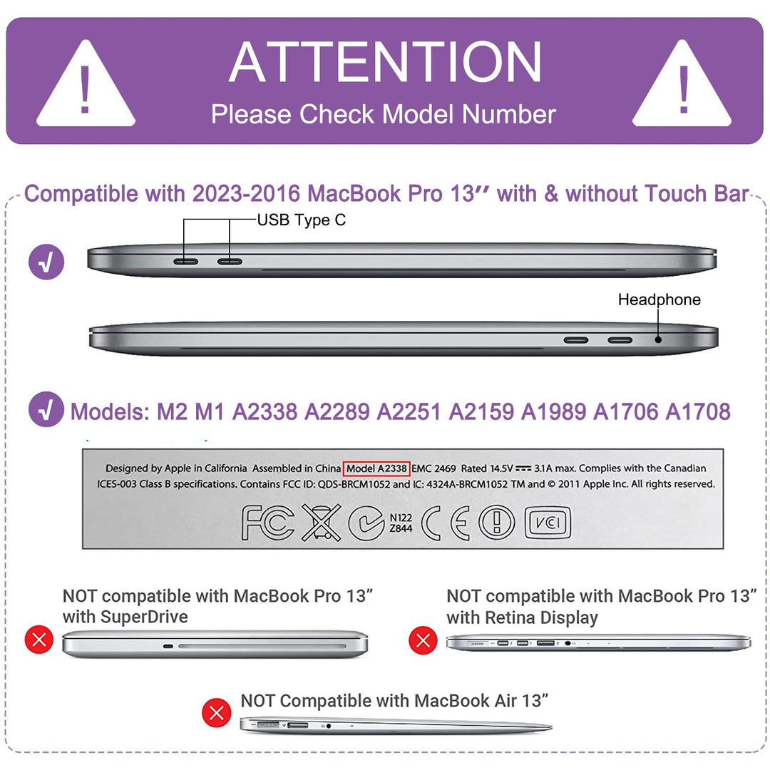 Anban Compatible with MacBook Pro 13 inch Case 2024 2023 2022 2021 2020 2019 2018-2016 M2 M1 A2338 A2251 A2289 A2159 A1989 A1706,Glitter Hard Shell Case+Keyboard Cover+Screen Protector, Shiny Clear