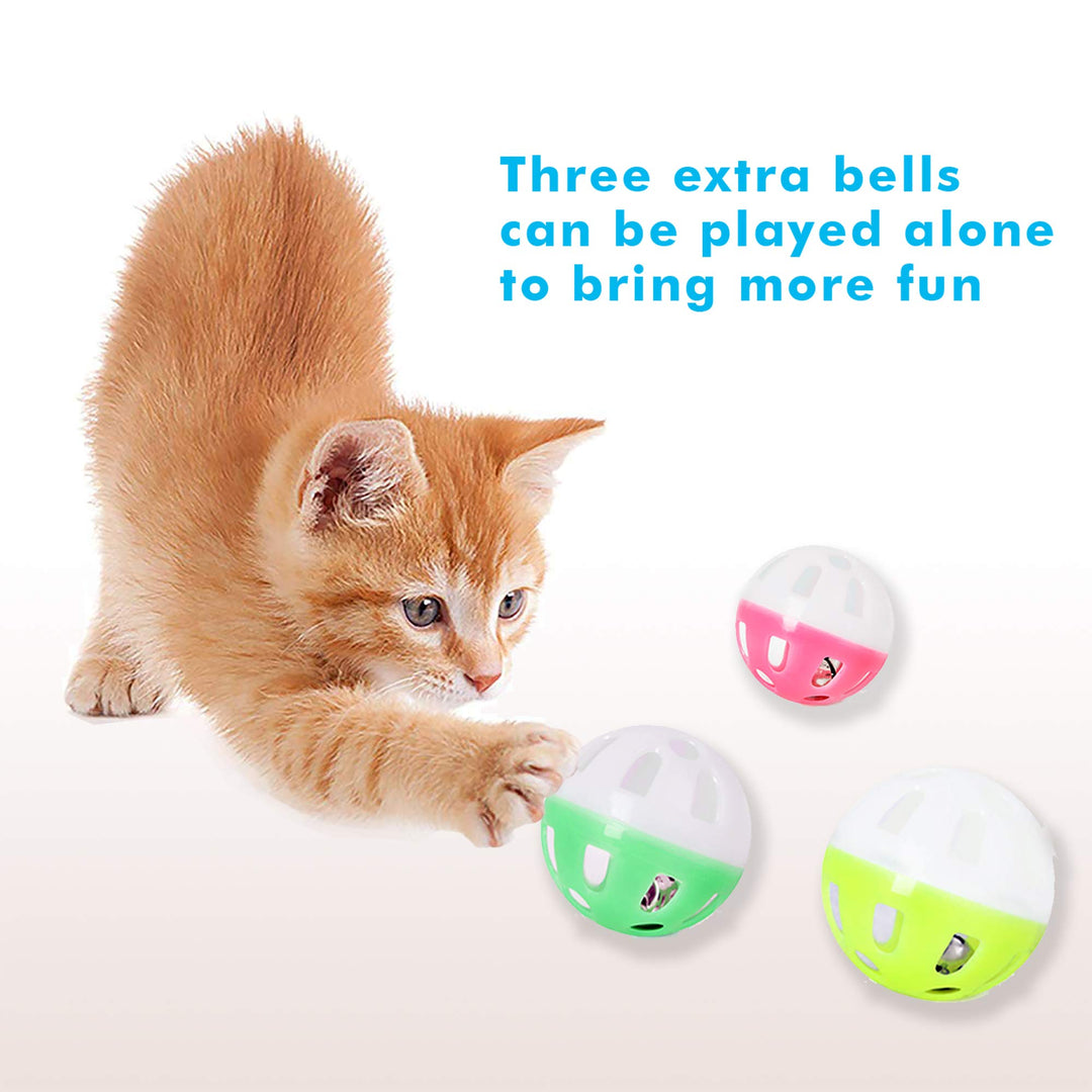 Cat Toy Roller 3-Level Turntable Cat Toys Balls with Six Colorful Balls Interactive Kitten Fun Mental Physical Exercise Puzzle Kitten Toys