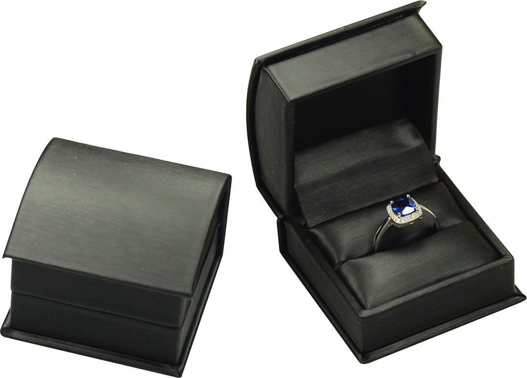 Ring Box for Proposal Wedding Engagement Black Color Luxury Soft Touch PU Leather Arc Shaped Ring Jewelry Gift Holder Box Size 2.17(W)*2.17(D)*1.57(H)