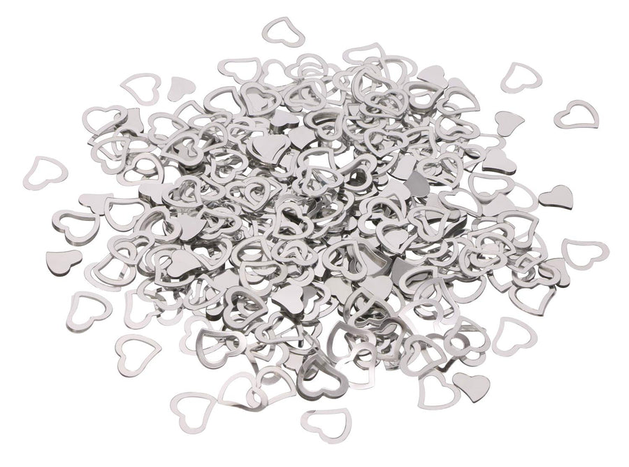 1200Pcs Love Heart Shaped Confetti, Table Wedding Decoration, Glitter Confetti for Wedding Party (Silver)