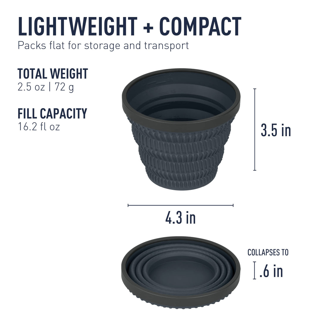X-Series Collapsible Silicone Cool Grip Camping Drinkware, Mug (16 oz), Charcoal