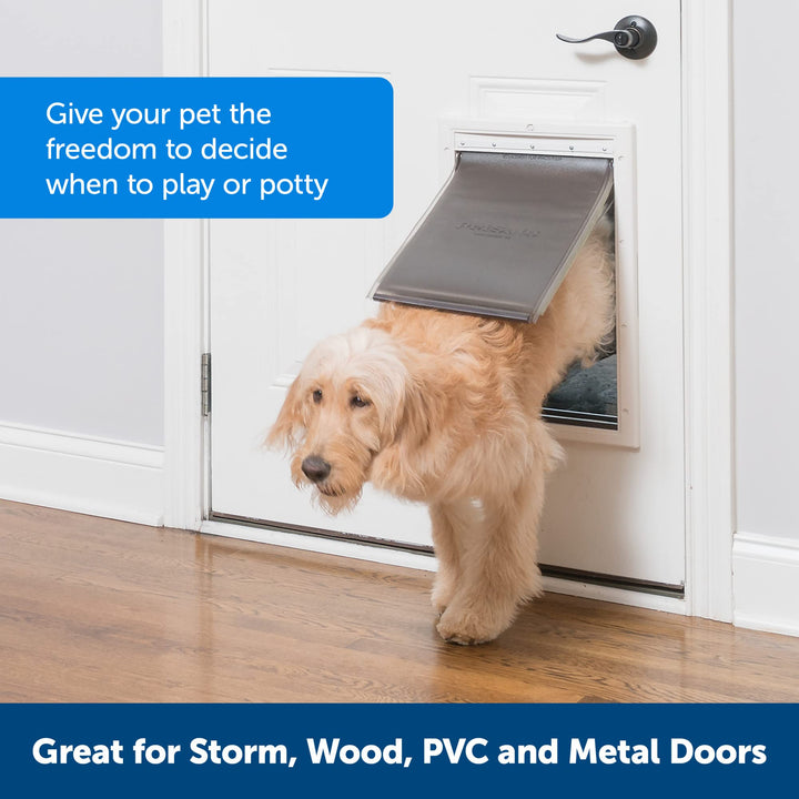 Extreme Weather Small Dog and Cat Door for Exterior Door - Energy Efficient Door for Cats and Dogs – Insulated Flap System – Small - Plastic Frame