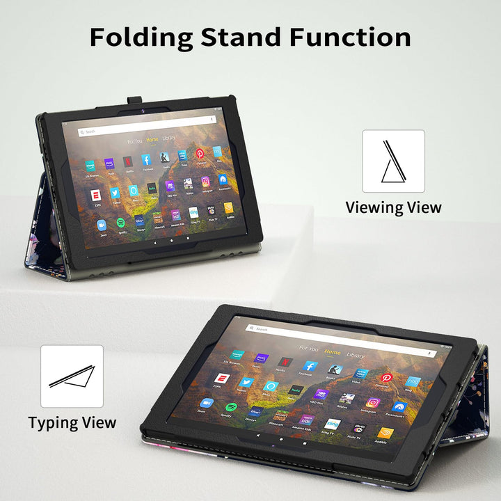 ANNAPRO Case for Amazon Kindle Fire HD 10 Tablet (13th/11th Generation, 2023/2021 Release) & Fire HD 10 Plus Tablet - Slim Folding Stand Folio Cover with Auto Wake/Sleep and Hand Strap, Peony
