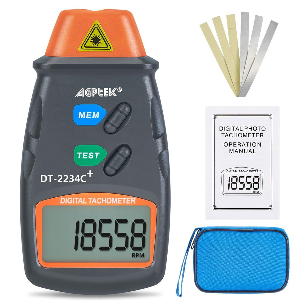 AGPtek® Professional Digital Laser Photo Tachometer Non Contact RPM Tach