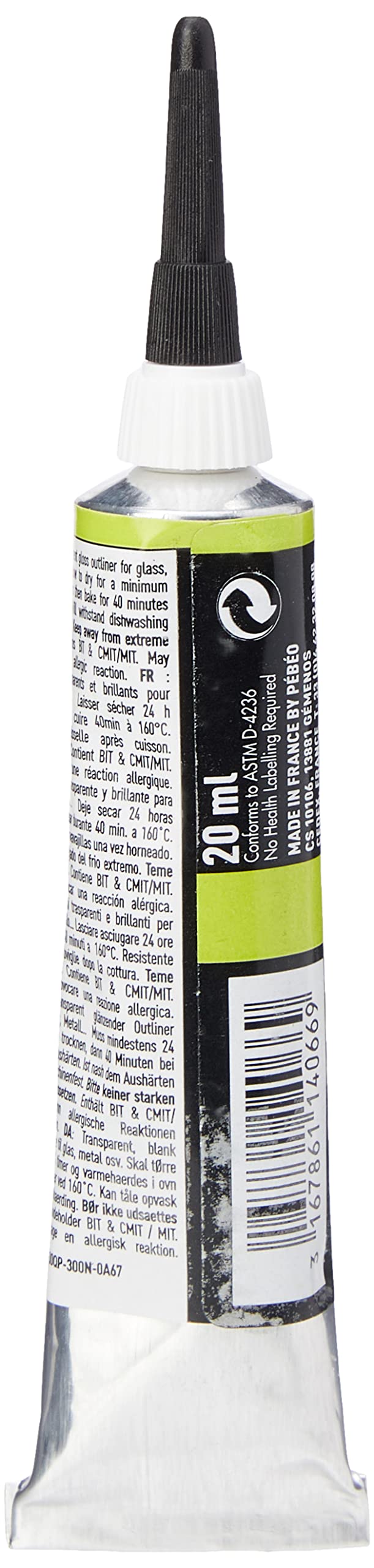 Vitrea 160 Glass Paint Outliner, 0.67 Fl Oz (Pack of 1), Ink Black, 066