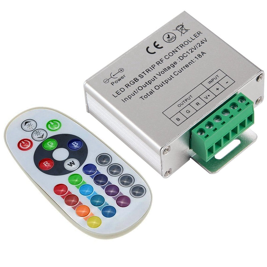 DC 12V-24V 18A LED Lights Controller 24Key RGB Remote Controller for 3528 5050 RGB LED Strip Lights, RGB Led Module Lights