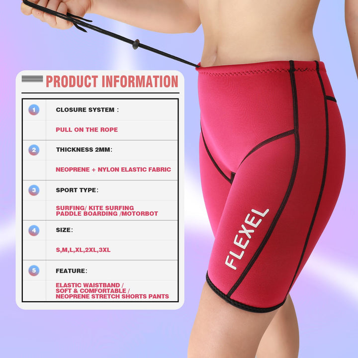 FLEXEL Wetsuit Shorts Women 2mm, Wet Suits Short Womens in Cold Water Weather, Wetsuit Pants for Womens Neoprene for Surf Swim Snorkeling Canoeing Scuba Kayaking