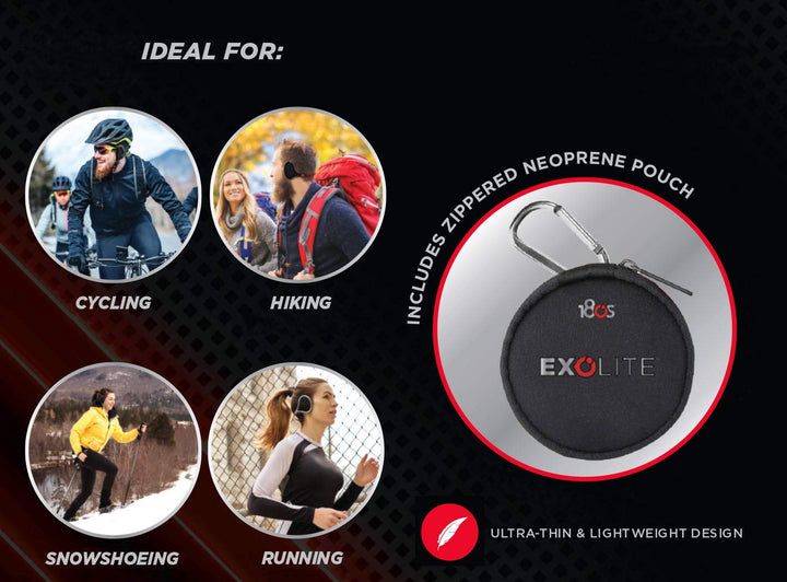 Unisex Ultra-Thin & Lightweight EXOLITE Behind-the-head Ear Warmer (Exolite, Black)