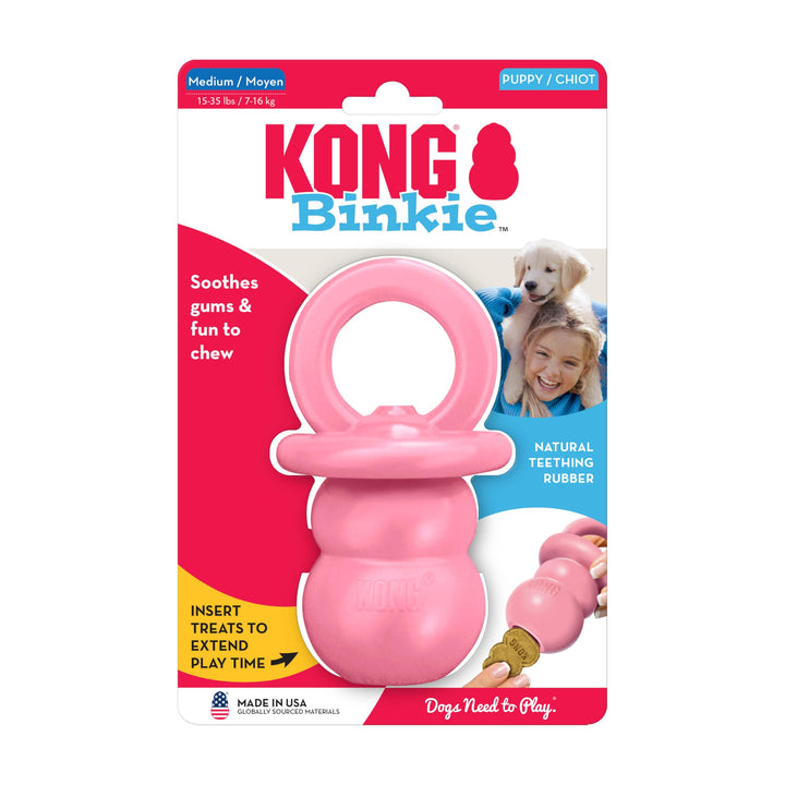 Puppy Binkie - Pacifier Dog Toy for Puppies - Stuffable Treat Chew Toy for Treats - Durable Natural Rubber for Teething Puppy - for Medium Puppies - Blue