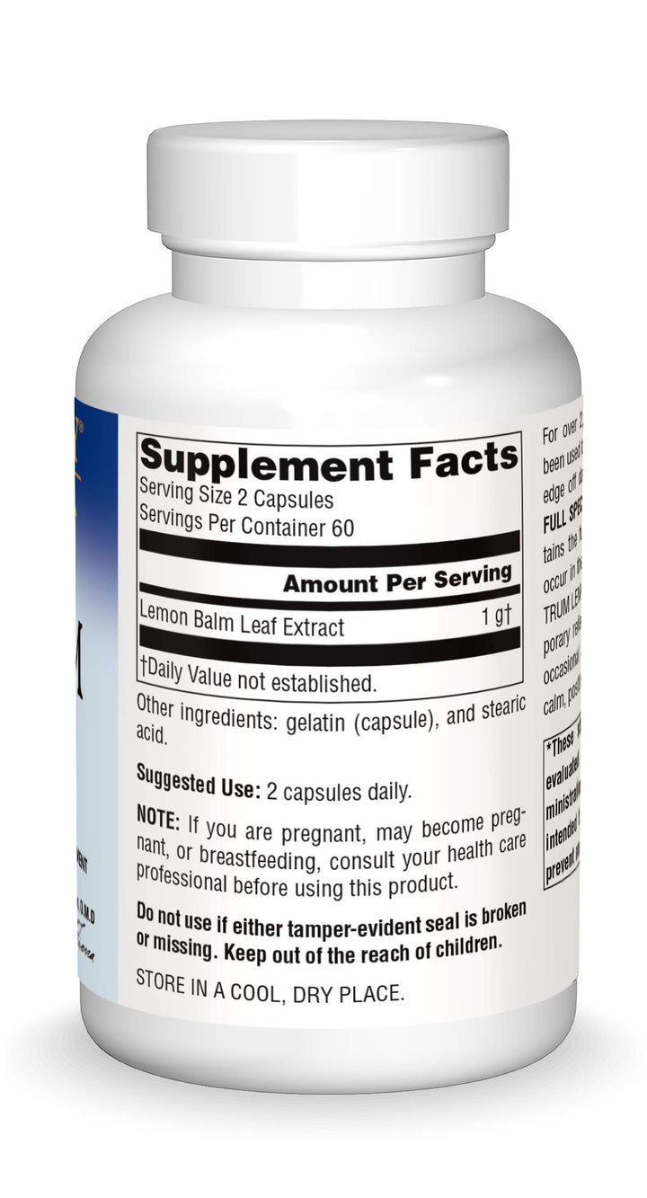 Lemon Balm Full Spectrum 500mg, Natural Calm and Rest, 120 Capsules