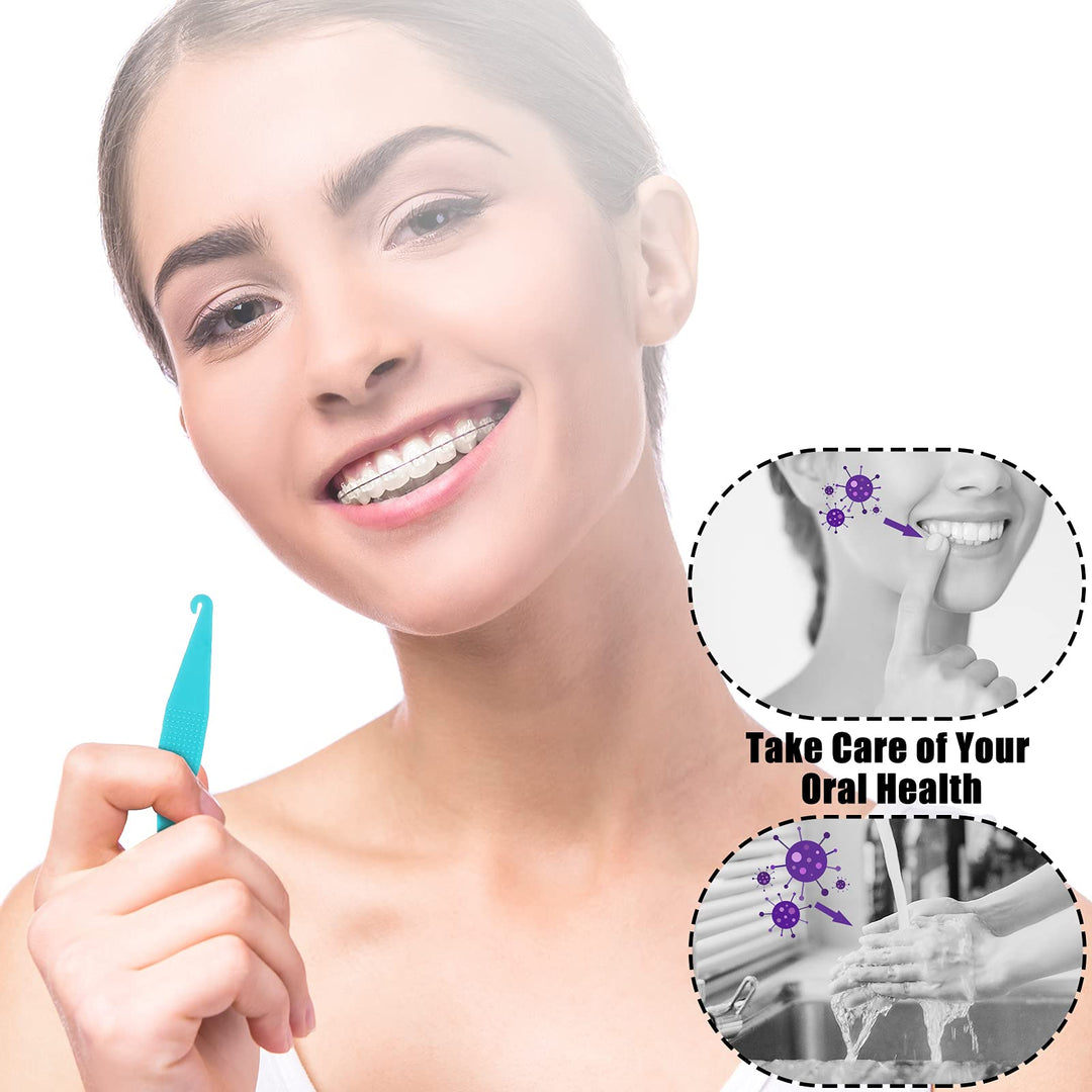50 Pcs Braces Rubber Band Tool Dental Elastic Rubber Bands Placers Disposable Orthodontic Elastic Placer Multicolor