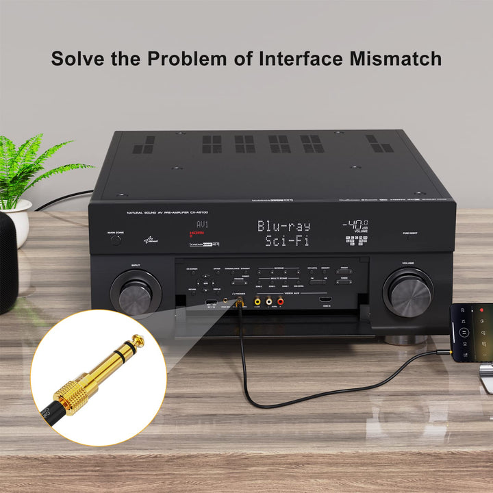 1/4'' to 1/8'' Headphone Audio Adapter, 6.35mm to 3.5mm Male to Female TRS Stereo Jack, Gold Plated Audio Jack Convertor for Cellphone,Speaker,Mic,iPod,Receiver,Guitar, Digital Piano