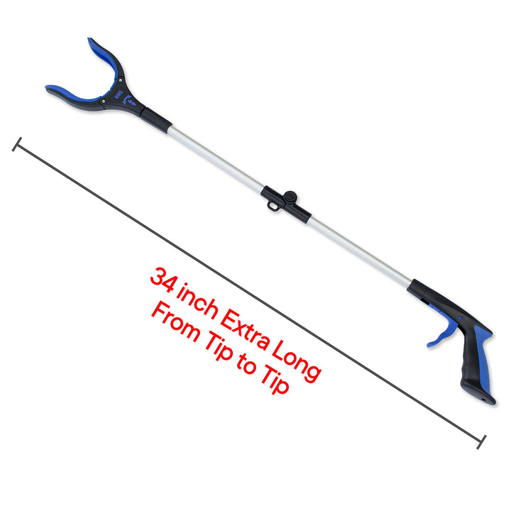 34 Inch Extra Long Reacher Grabber - Foldable Gripper and Reaching Tool with Rotating Jaw