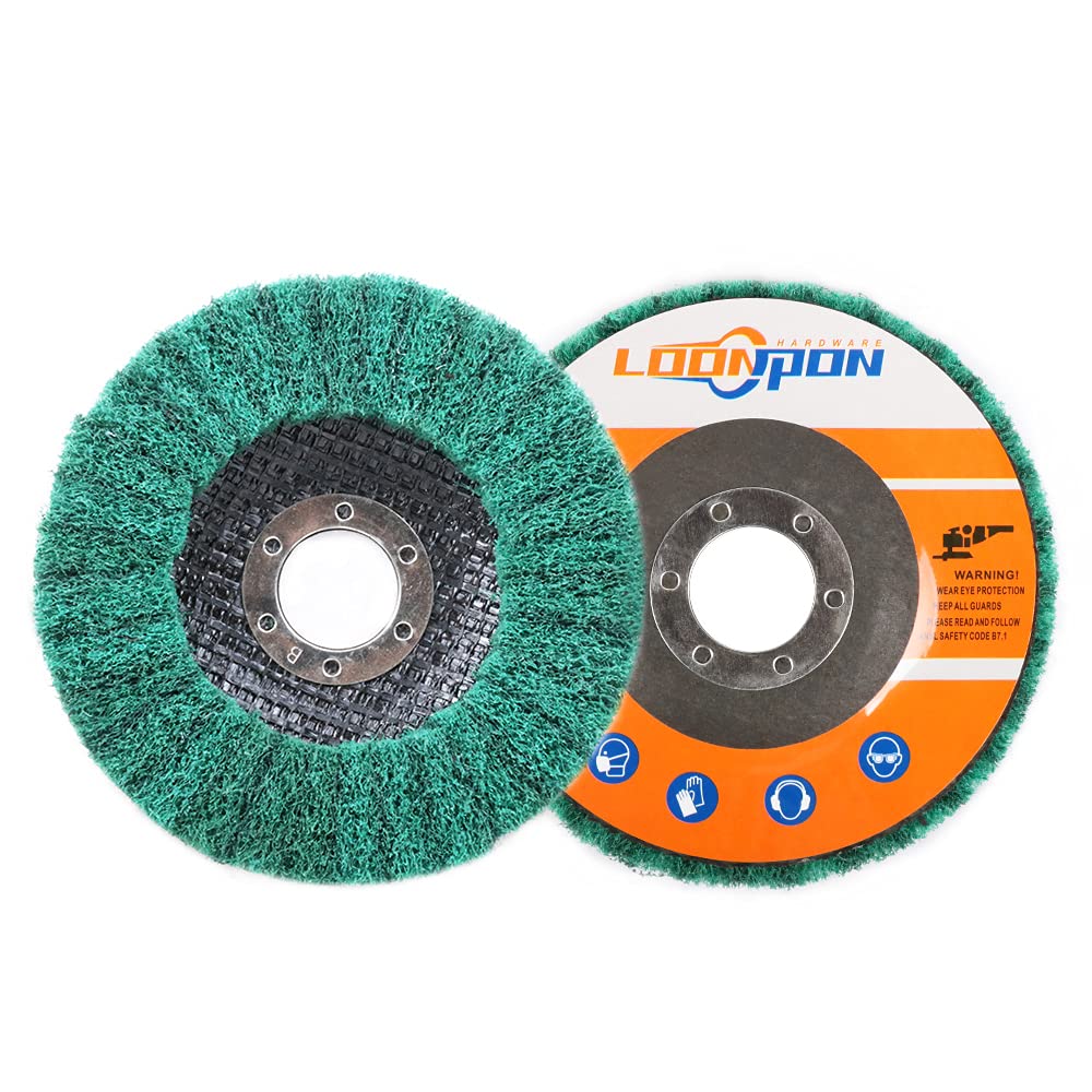 5Pcs Nylon Fiber Flap Disc Polishing Grinding Wheel, 4.5 x 7/8 Inch Scouring Pad Buffing Wheel for Angle Grinder, Polishing Tools (Grit 180)