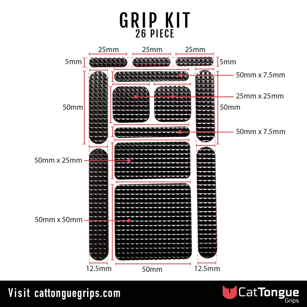 Non-Slip Grip Tape Kit Durable, Non-Abrasive, Anti-Slip Tape with Pre-Cut Strips for Indoor & Outdoor Use, Customizable & Waterproof for Thousands of Uses (Black)