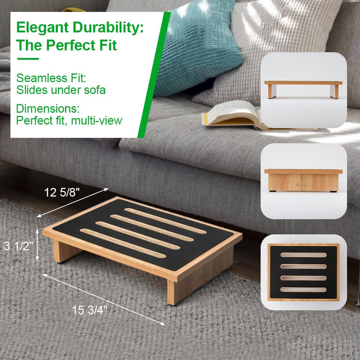 One Step Stool for Adults with Non-Slip Rubber Stepping Surface, Portable Single Wooden Riser, 440 lb. Load Capacity for Kitchen, Bathroom, or Bedside, Kid and Senior Support