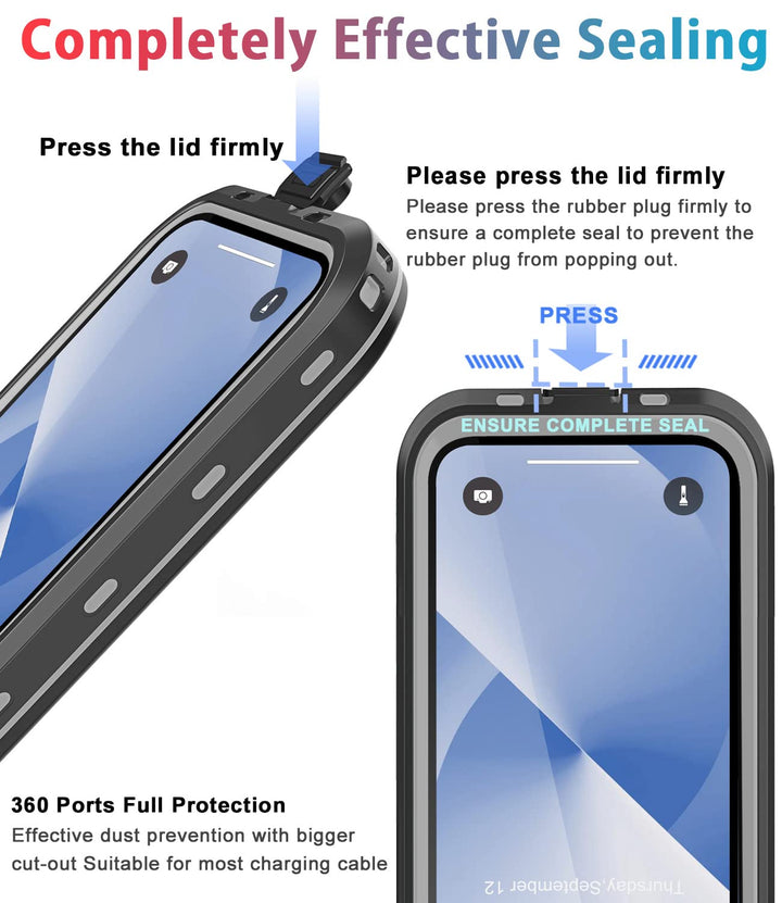 for iPhone 13 Case Waterproof Shockproof Dustproof Full-Body Sturdy with Camera Lens Protector and Built-in Screen Protector,Underwater Full Sealed Cover Protective for iPhone 13(Black)