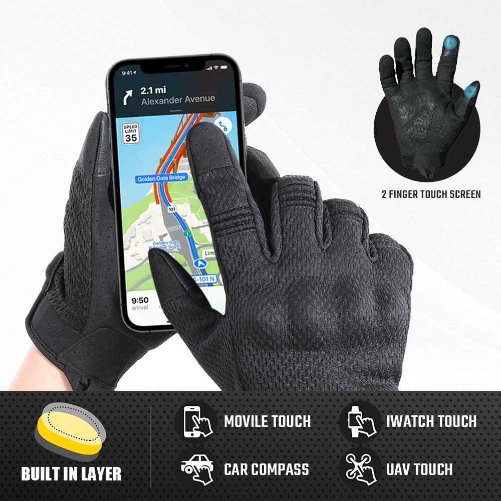 Tactical Gloves for Men Breathable Flexible Touch Screen Full Finger Gloves for Airsoft Paintball Motorcycle Cycling Camping Black M