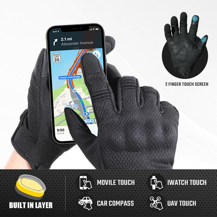 Tactical Gloves for Men Breathable Flexible Touch Screen Full Finger Gloves for Airsoft Paintball Motorcycle Cycling Camping Black M