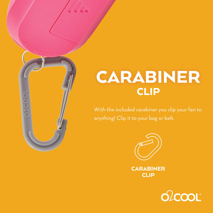 Keychain Sport Misting Fan - Pocket Size Battery Powered Portable Fan with Carabiner Clip Small Fan with Mister Handheld Fan Vacation Essentials Hand Fan (Raspberry)