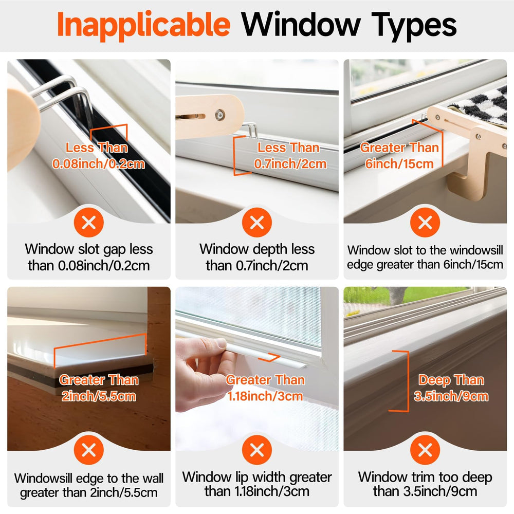 Cat Window Perch Lounge Mount Hammock Window Seat Bed Shelves for Indoor Cats No Drilling No Suction Cup (Yellow/Grey)