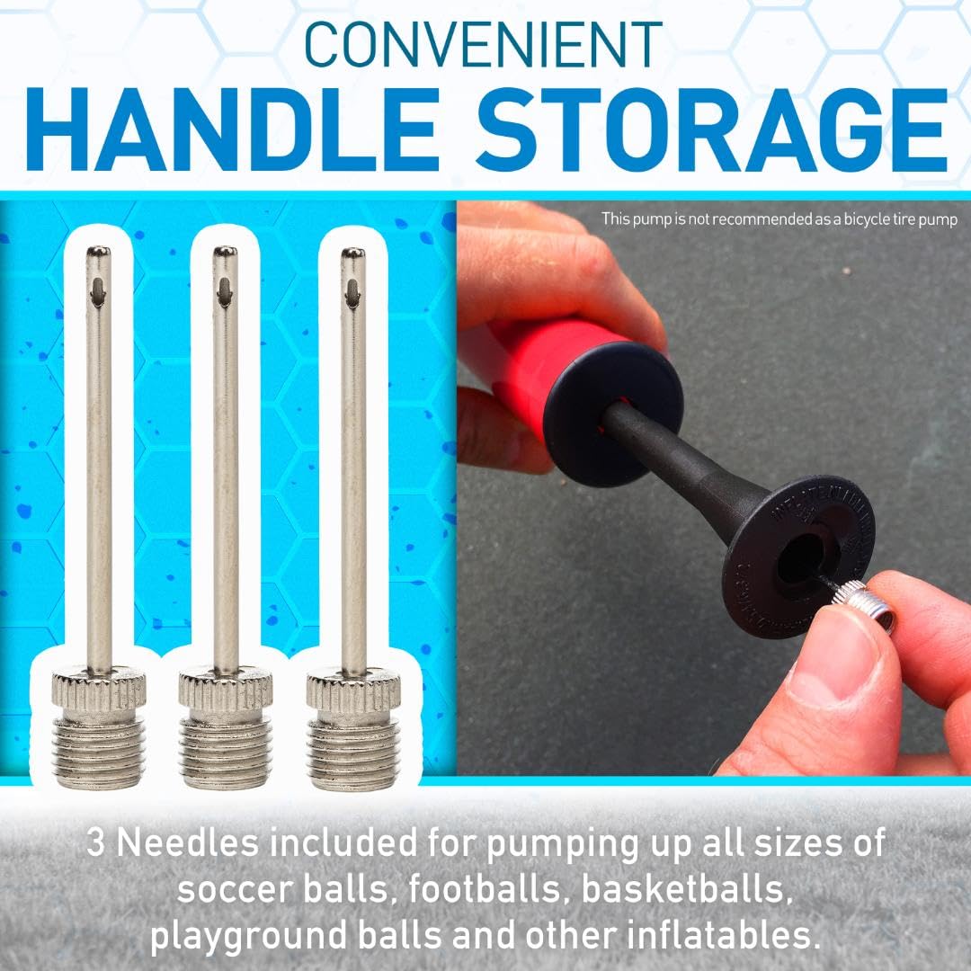 Ball Pump Kit -7.4 - Perfect for Basketballs, Soccer Balls and More - Complete Hand Pump Kit with Needles, Flexible Hose, Air Pressure Gauge and Carry Bag