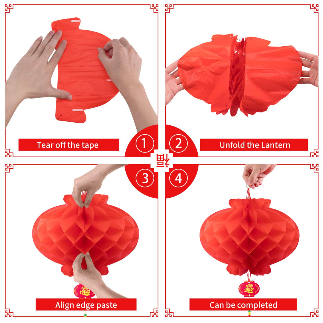 Favide 20 Pieces 10 Inch Chinese Red Paper Lanterns Festival Decorations for New Year, Spring Festival, Wedding and Restaurant