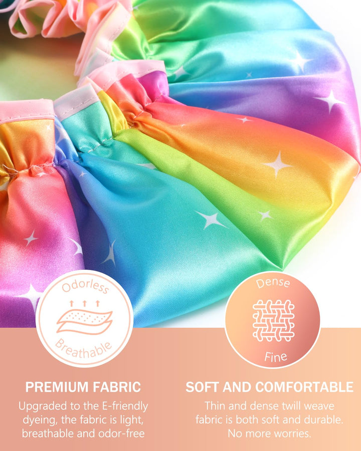 Sparkle Rainbow Shower Cap for Women and Girls, Double Layer Waterproof, Large size, Reusable, Washable, No Smell,Fashion Shower Cap (Pack of 1)