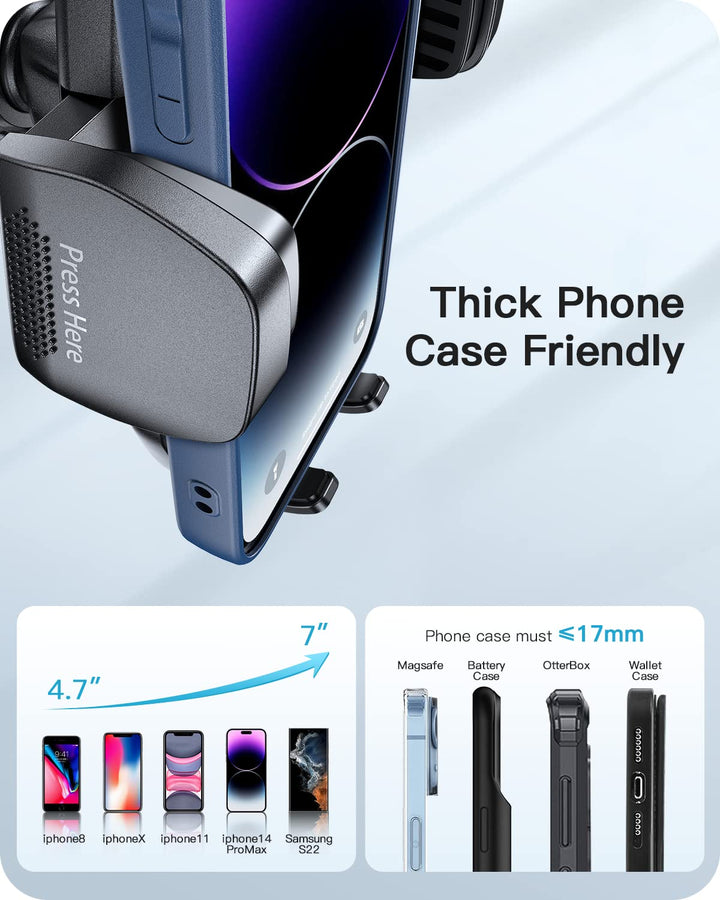 Phone Holder for Car Windshield/Dashboard/Window, Cell Phone Mount for Car Truck, Compatible with iPhone, Samsung, Google, LG and More