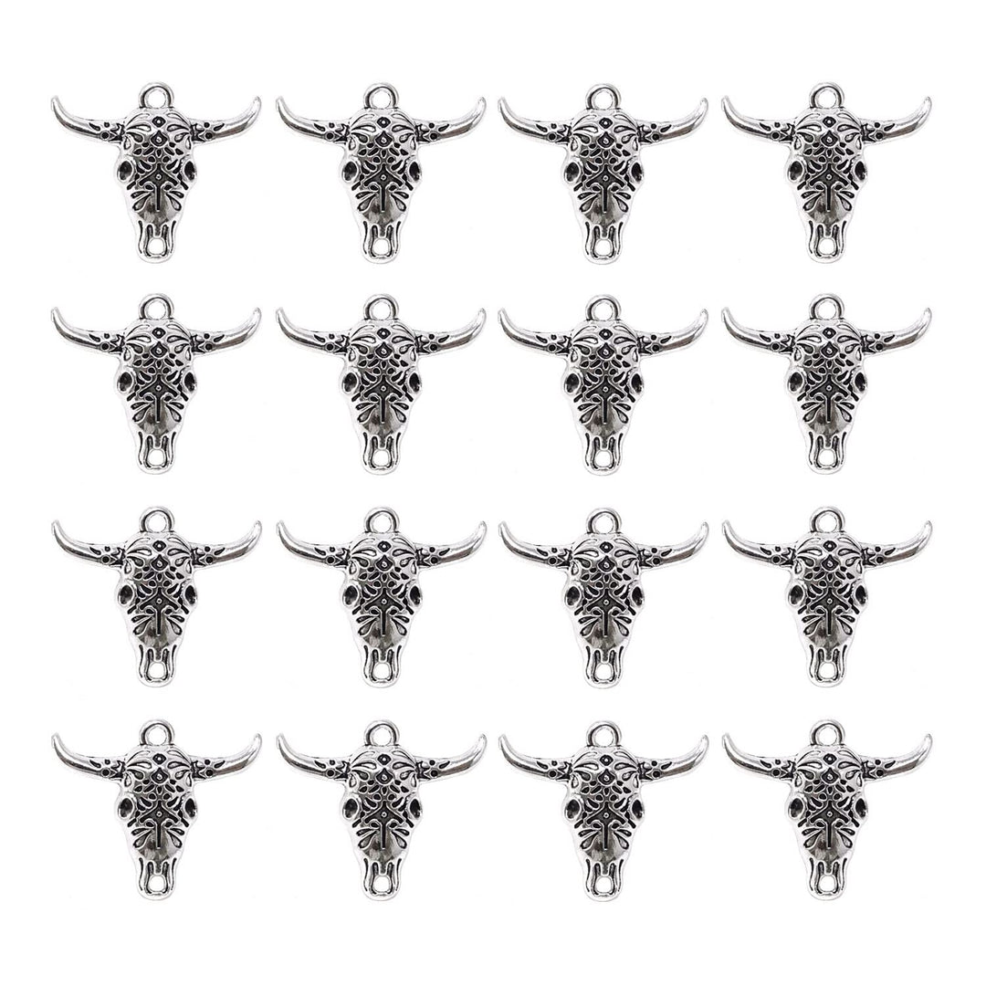 50PCS Alloy Cow Charms Pendant Western Cattle Head Charms for Earring Necklace Bracelet Keychain Jewelry Craft Making