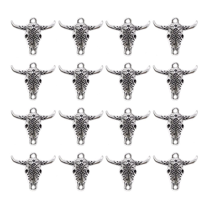 50PCS Alloy Cow Charms Pendant Western Cattle Head Charms for Earring Necklace Bracelet Keychain Jewelry Craft Making