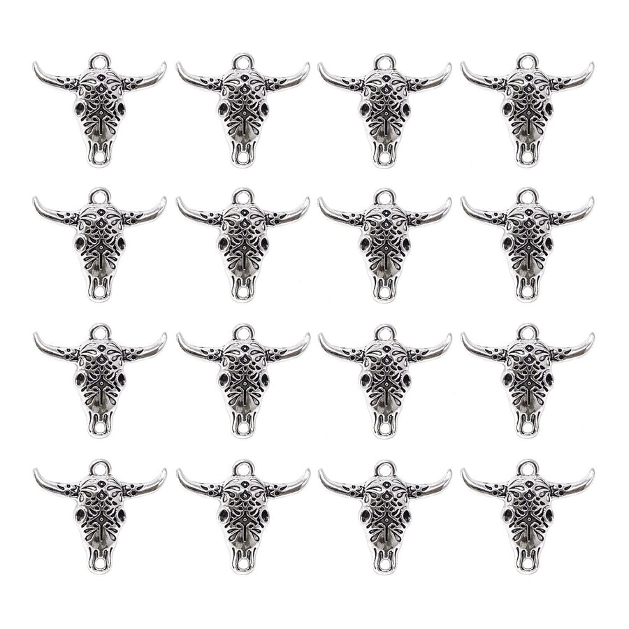 50PCS Alloy Cow Charms Pendant Western Cattle Head Charms for Earring Necklace Bracelet Keychain Jewelry Craft Making