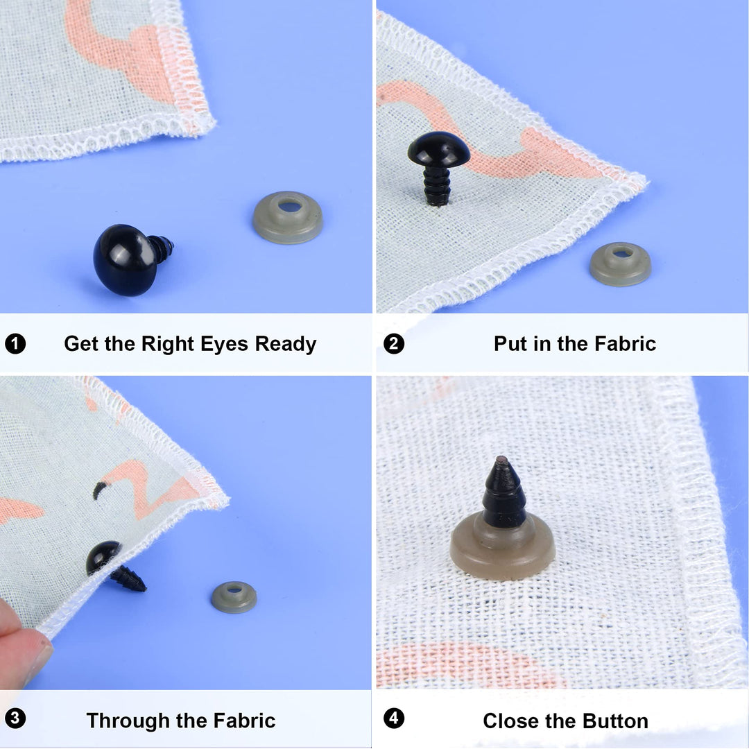90Pcs Large Safety Eyes and Noses Kit Black Plastic Craft Dolls Eyes for DIY Puppets Bear Crafts Stuffed Animals Amigurumi Making Supplies (9 Sizes)